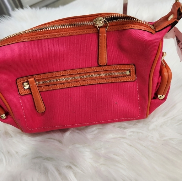 🧡🔹️COACH🔹️Bonnie Cashin Limited Edition Print Baguette fushia/orange bag - Picture 6 of 7